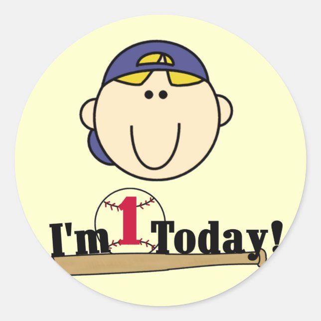 Adesivo Redondo Camisetas de primeiro aniversario de Baseball Blon (Frente)