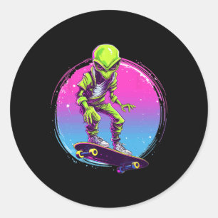Adesivo Redondo Camisetas de skate ótimas Alien Skater - Skateboa