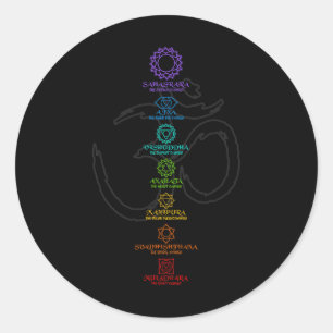 Adesivo Redondo Camisetas de Yoga Espirituais Para Homens e Mulher
