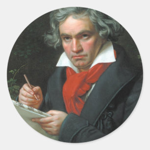 Adesivo Redondo Camisetas e Colecionáveis de Beethoven de Presente
