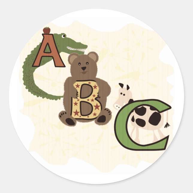 Adesivo Redondo Camisetas e presentes ABC antigos (Frente)