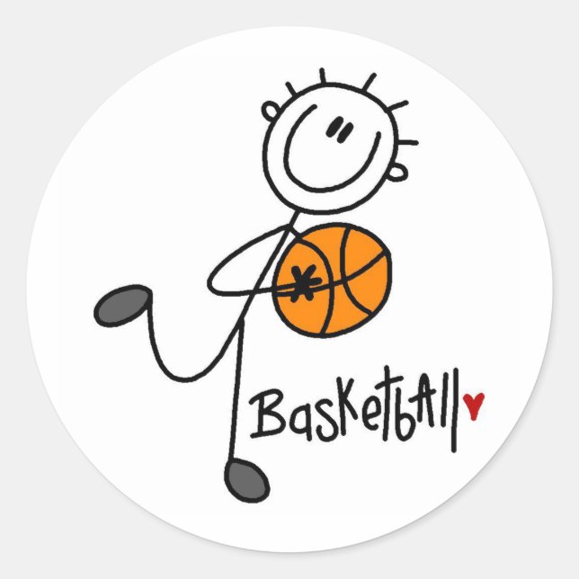 Adesivo Redondo Camisetas e Presentes Básicos de Basquete com Bone (Frente)