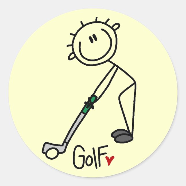 Adesivo Redondo Camisetas e Presentes Básicos de Golfe com Boneco  (Frente)
