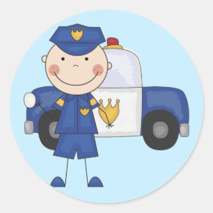 Adesivo Redondo Camisetas e presentes da Polícia Masculina