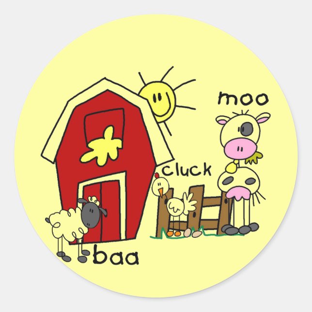 Adesivo Redondo Camisetas e presentes de animais de criação (Frente)