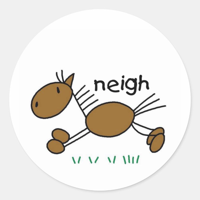 Adesivo Redondo Camisetas e presentes de cavalos com Figura Stick (Frente)