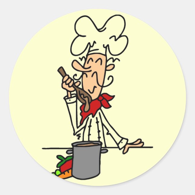 Adesivo Redondo Camisetas e presentes de cozinha (Frente)