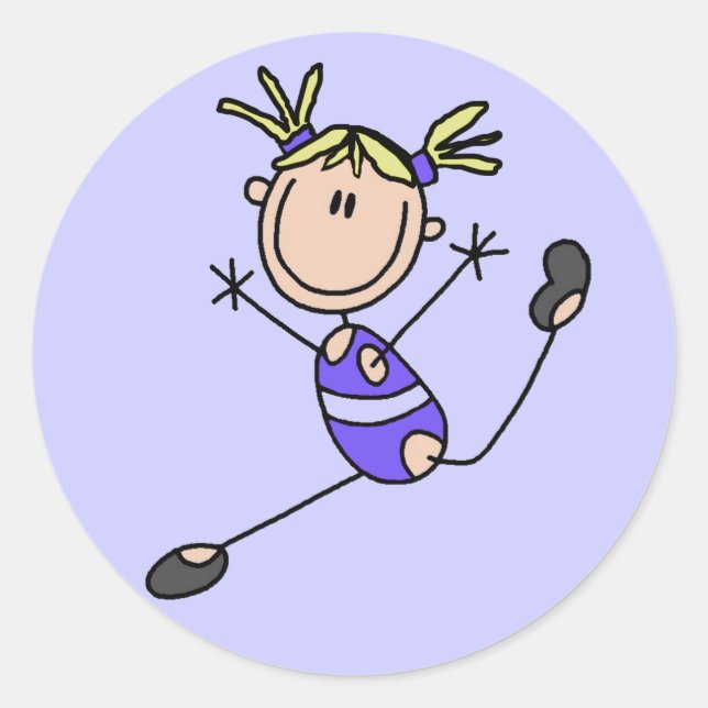 Adesivo Redondo Camisetas e presentes de ginástica de moça loira (Frente)