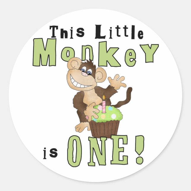 Adesivo Redondo Camisetas e presentes de macacos de Partido Verde (Frente)