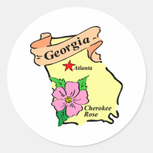 Adesivo Redondo Camisetas e presentes de mapas da Geórgia Bonito