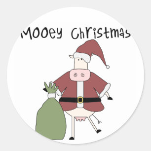 Adesivo Redondo Camisetas e presentes de Natal de Mooey Cow