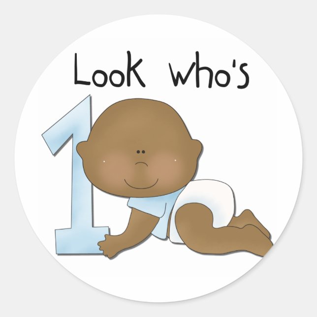 Adesivo Redondo Camisetas e presentes de primeiro aniversario afro (Frente)