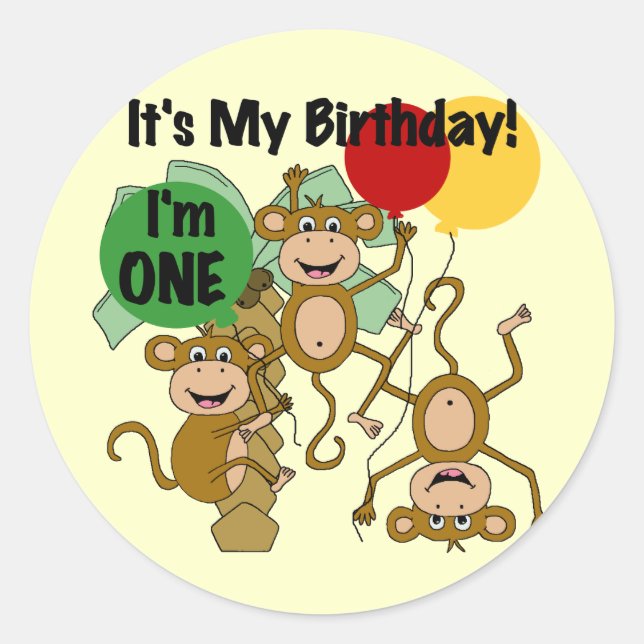 Adesivo Redondo Camisetas e presentes de primeiro aniversario de s (Frente)