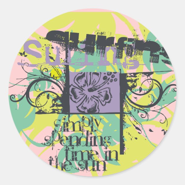 Adesivo Redondo Camisetas e presentes de surfe (Frente)