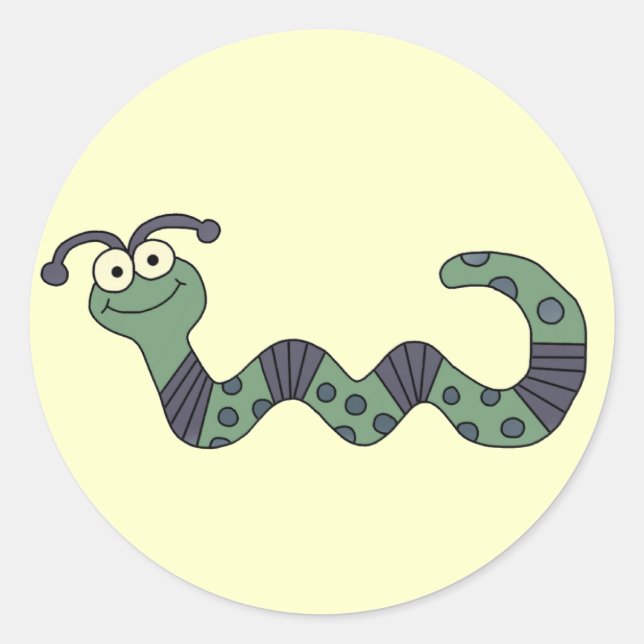 Adesivo Redondo Camisetas e presentes de vermes felizes (Frente)