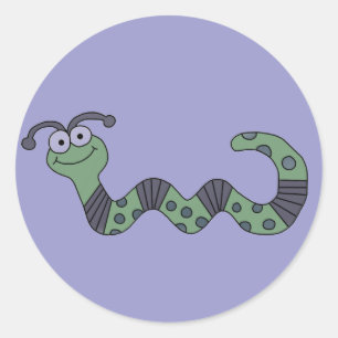 Adesivo Redondo Camisetas e presentes de vermes felizes