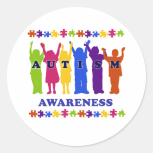 Adesivo Redondo Camisetas e presentes do Autismo Awareness 2009