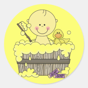 Adesivo Redondo Camisetas e presentes do Bath Time Boy