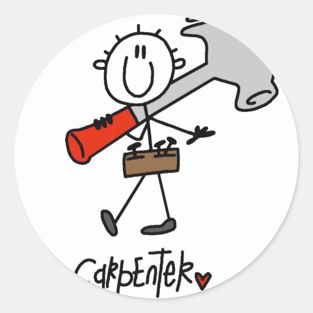 Adesivo Redondo Camisetas e presentes do carpinteiro do Stick Bási (Frente)