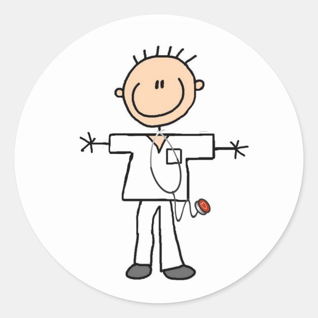 Adesivo Redondo Camisetas e presentes do Enfermeiro do Macho Stick (Frente)