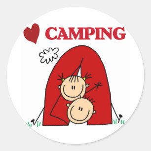 Adesivo Redondo Camisetas e Presentes Eu Amo Acampamento