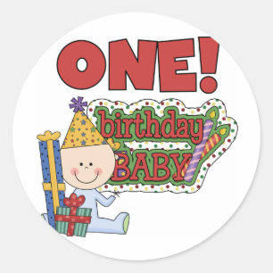 Adesivo Redondo Camisetas e presentes para bebês de aniversário