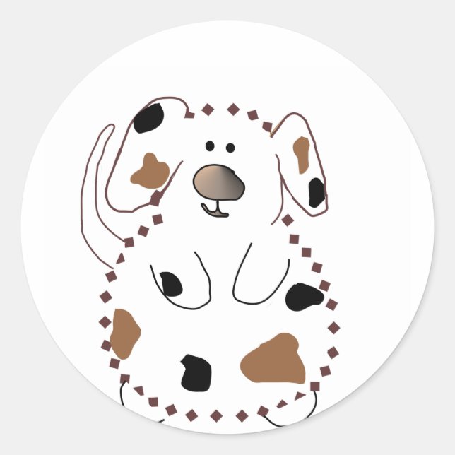 Adesivo Redondo Camisetas e presentes para cães de desenho animado (Frente)