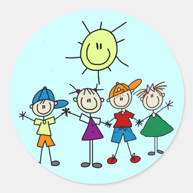 Adesivo Redondo Camisetas e presentes para crianças com punhos man (Frente)