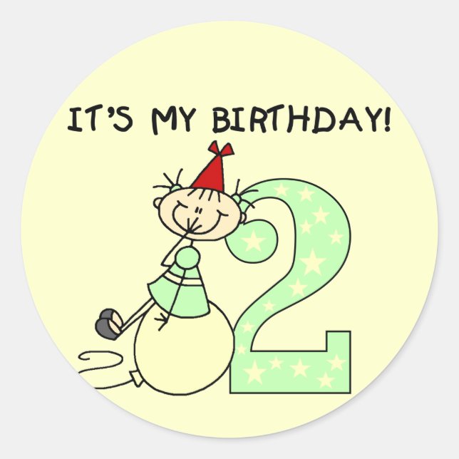 Adesivo Redondo Camisetas e presentes para segundos aniversários d (Frente)