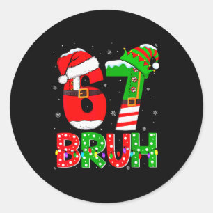 Adesivo Redondo Camisetas engraçadas de Natal Meme Bruh 67 Seis Se