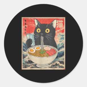 Adesivo Redondo Camisetas engraçadas gráficas de ramen de gato kaw