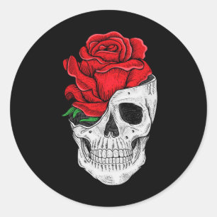 Adesivo Redondo Camisetas Gráficas Crônicas Florais - Caveira Flor