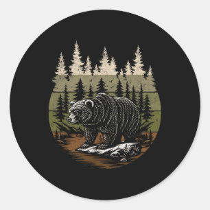 Adesivo Redondo Camisetas Gráficas da Natureza Masculinas Ursos Vi