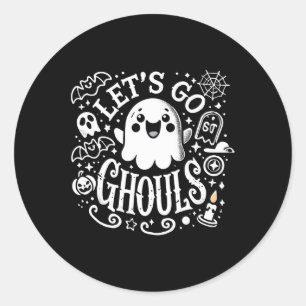 Adesivo Redondo Camisetas Halloween Vamos Ghouls Fantasmas Mulhere