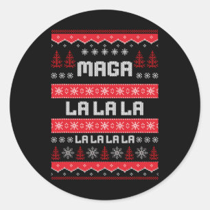 Adesivo Redondo Camisola de Natal engraçada Mega-la-la-la Donald T