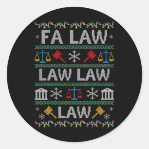 Adesivo Redondo Camisola de Natal Feia de Advogado Vintage Fa Law