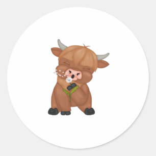 Adesivo Redondo Camisola de vaca e Dandelion Puff Clássica