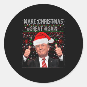Adesivo Redondo Camisola Feia Trump Faça O Natal Grande Novamente