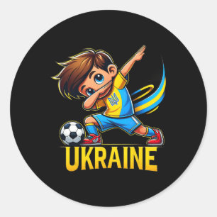 Adesivo Redondo Camisola infantil Dabbing Ukraina de futebol com a
