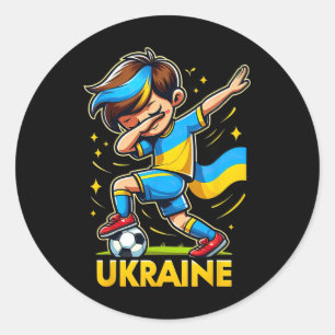 Adesivo Redondo Camisola infantil Dabbing Ukraina de futebol com U