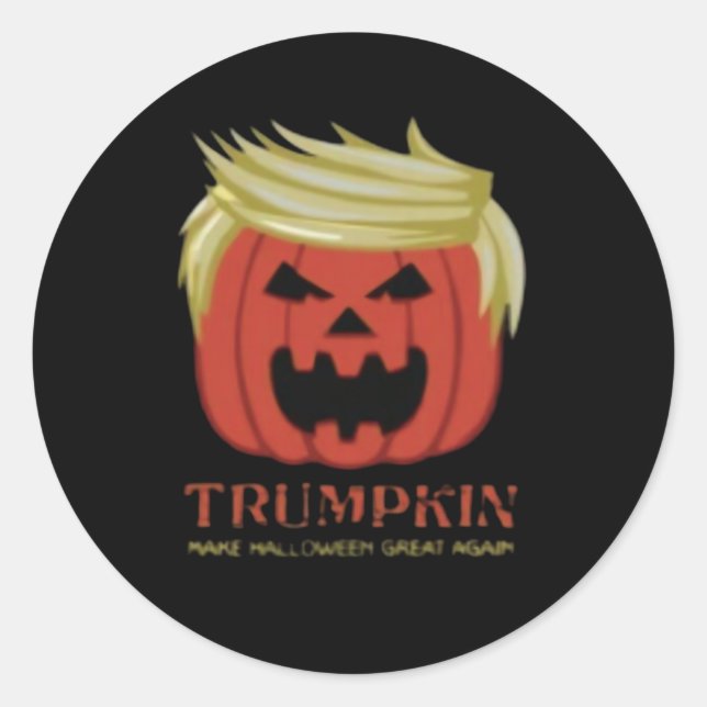 Adesivo Redondo Camisola, Trumpkin, Halloween Merch (Frente)