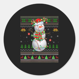 Adesivo Redondo Camisolas de Natal Feias de Beisebol Feminino Snow