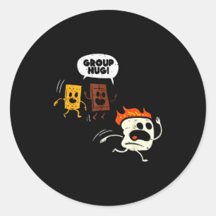 Adesivo Redondo Camng Abraço de Grupo Smores Funny Marshmallow Hom
