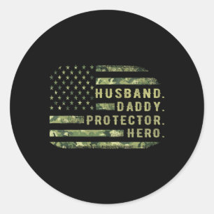 Adesivo Redondo Camo Amer, Dia de os pais Herói do Pai Marido
