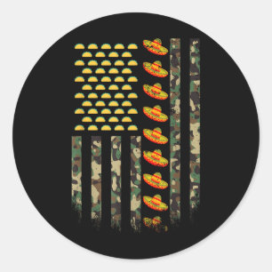 Adesivo Redondo Camo American Flag Camouflage Cinco De Mayo Somber
