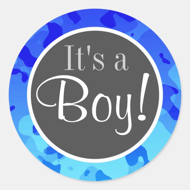 Adesivo Redondo Camo azul elétrico; camuflagem (Frente)