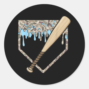 Adesivo Redondo Camo Baseball Baseball Plate Bat Boys Sp