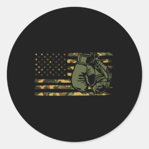 Adesivo Redondo Camo Boxing Usa Flag Para Boxer - American Flag Bo