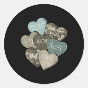 Adesivo Redondo Camo Candy Heart Hunting For Kids Boys V