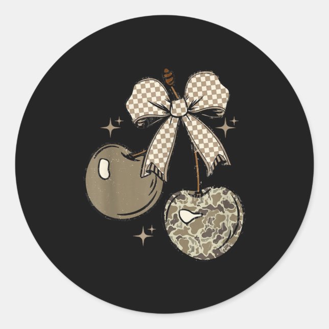 Adesivo Redondo Camo Checkered Cherry Bow, Hunting,checkered Patte (Frente)